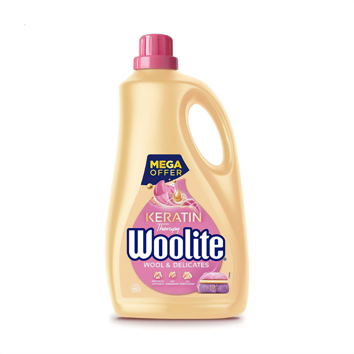 Уцінка! Рідкий засіб для прання Woolite Keratin Therapy Wool &amp; Delicates для вовни та делікатних тканин, з кератином, 60 циклів прання, 3.6 л